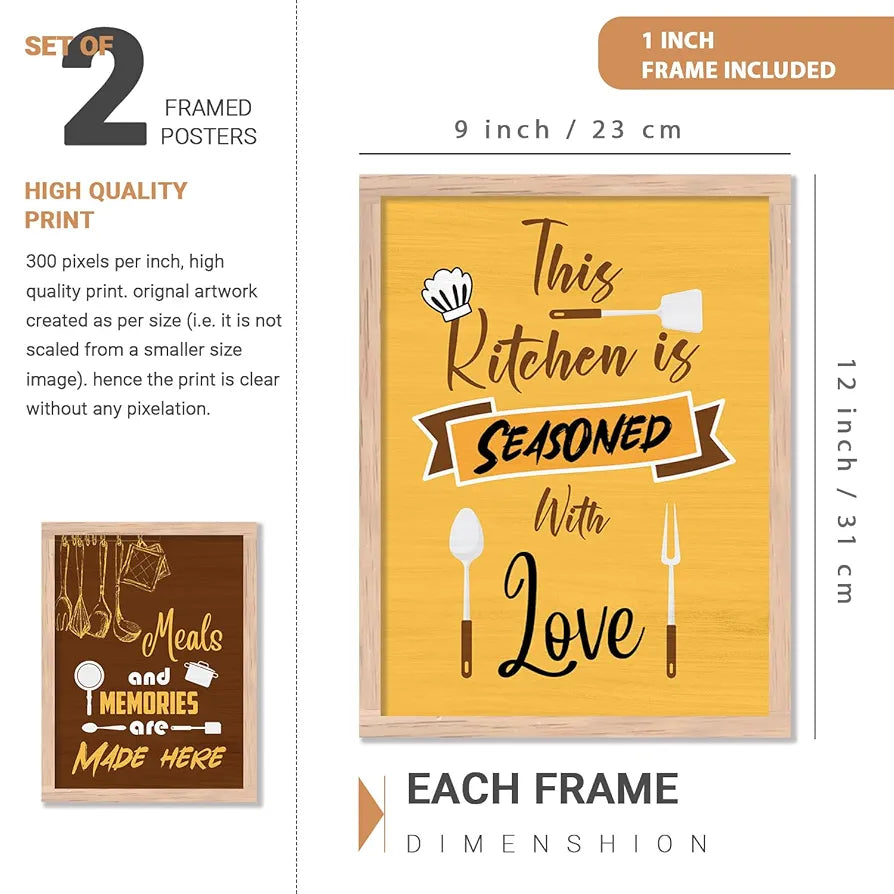 Kotart Kitchen Quotes Painting with Frame for Home Decoration Pack of 2 Design08