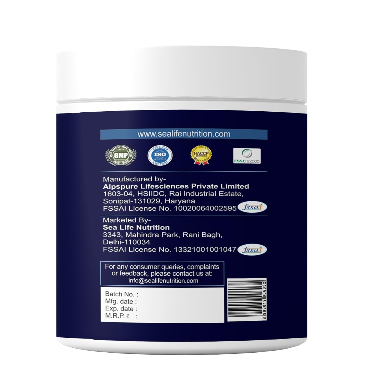 Sea life Marine Collagen Powder | Fish Collagen(300 GM) with Hyaluronic acid, Vitamin-C,Biotin & Glutathione for Hair, Nails, Skin, Muscle and Joints Health (Orange Flavour) Pack of-1