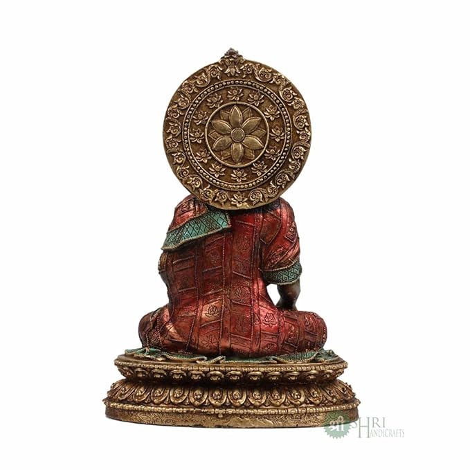 Indicast 10" Inch Buddha Sitting Fine Metal Finish Idol Decorative Showpiece Handcrafted Buddha Idol
