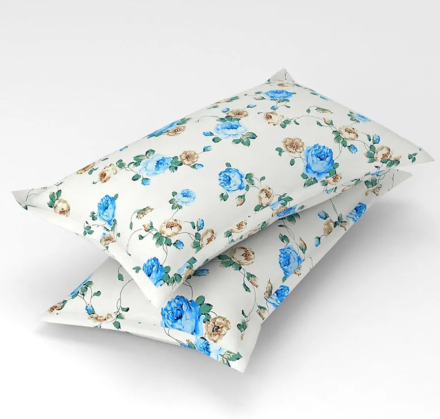 Homefab India 180 TC Glace Cotton Double BedSheet with 2 Pillow Covers Blue
