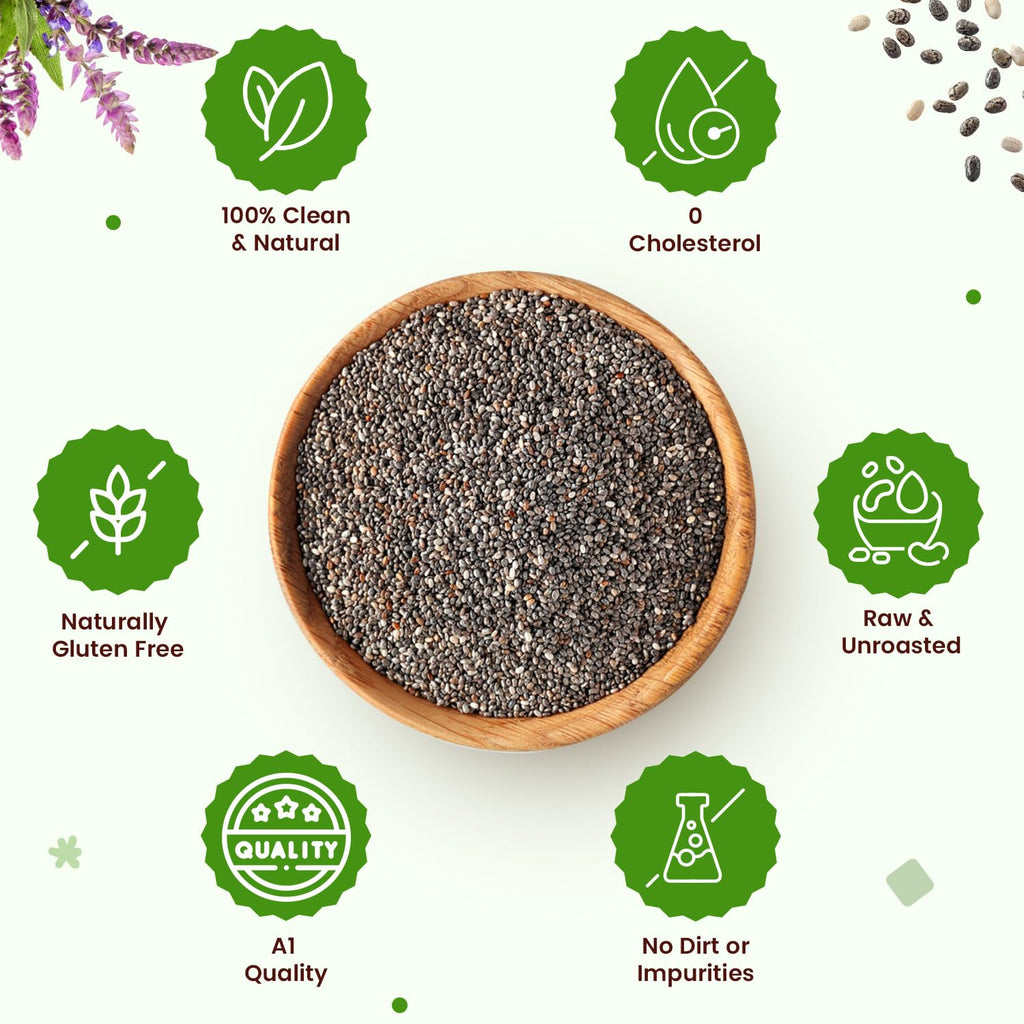 Neuherbs Chia Seeds – 200gm|Raw & Unroasted| Seeds for Weight Management & Glowing Skin| Rich in Calcium, Protein & Fiber with Omega 3| Gluten-Free Healthy Snacks