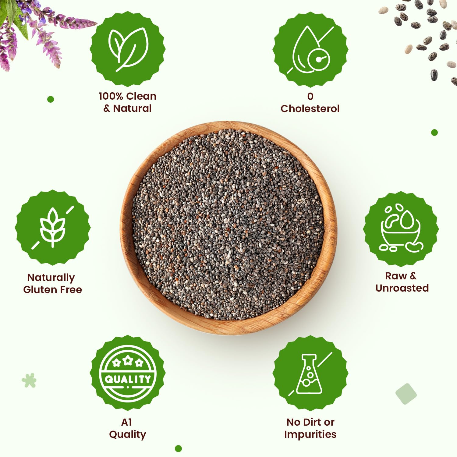 Neuherbs Chia Seeds – 200gm|Raw & Unroasted| Seeds for Weight Management & Glowing Skin| Rich in Calcium, Protein & Fiber with Omega 3| Gluten-Free Healthy Snacks