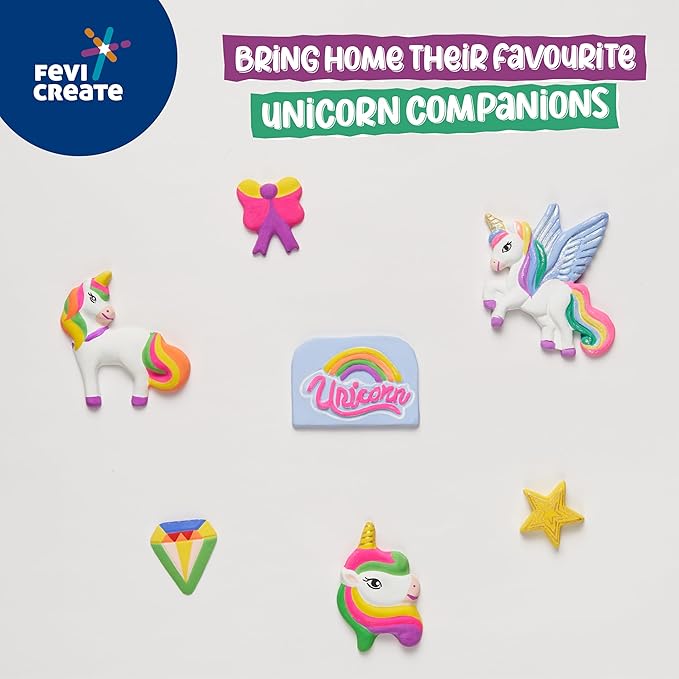 Fevicreate Mould & Paint Unicorn Kit Create Adorable Plaster Badges & Fridge Magnets for Kids Age 5+ Years