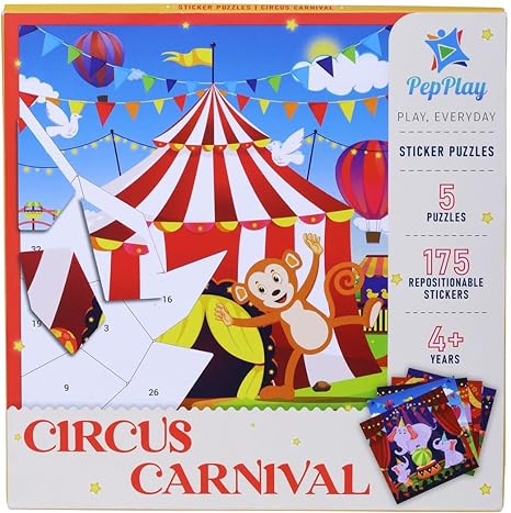 PepPlay Circus Carnival Sticker Puzzle No Mess Sticker Art for Kids Craft Kits DIY Activity