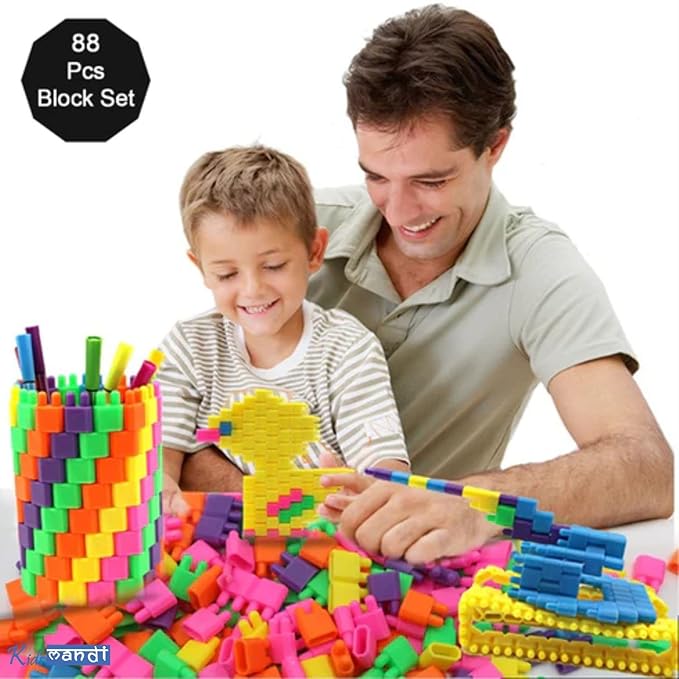 Kids Mandi 88 Pcs Building Blocks Interlocking Blocks Play Blocks