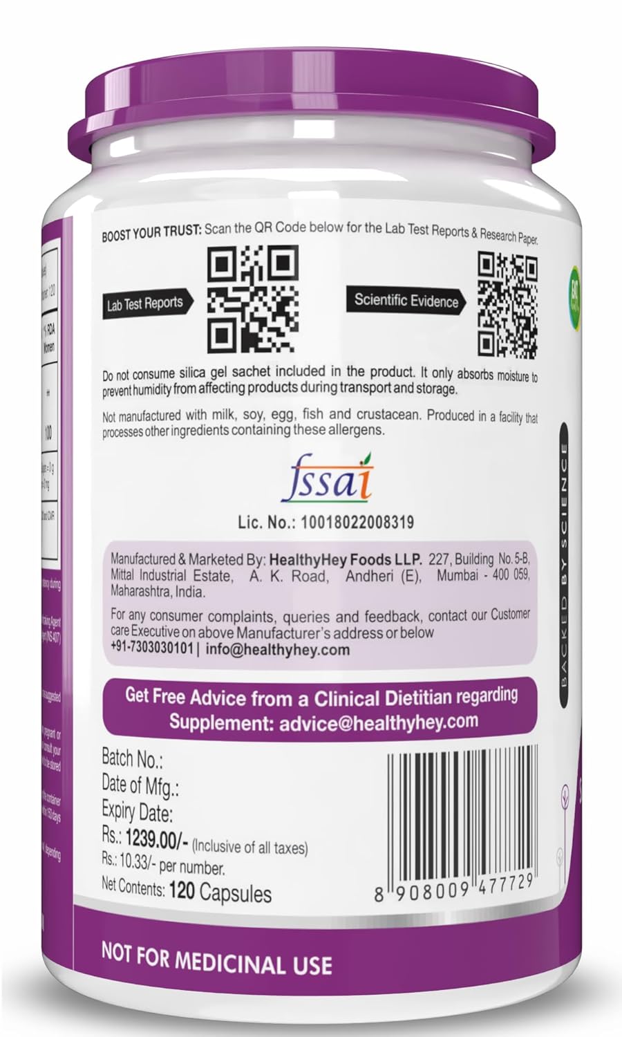 HealthyHey Nutrition Zinc Asparto Glycinate 30% - 120 Capsules