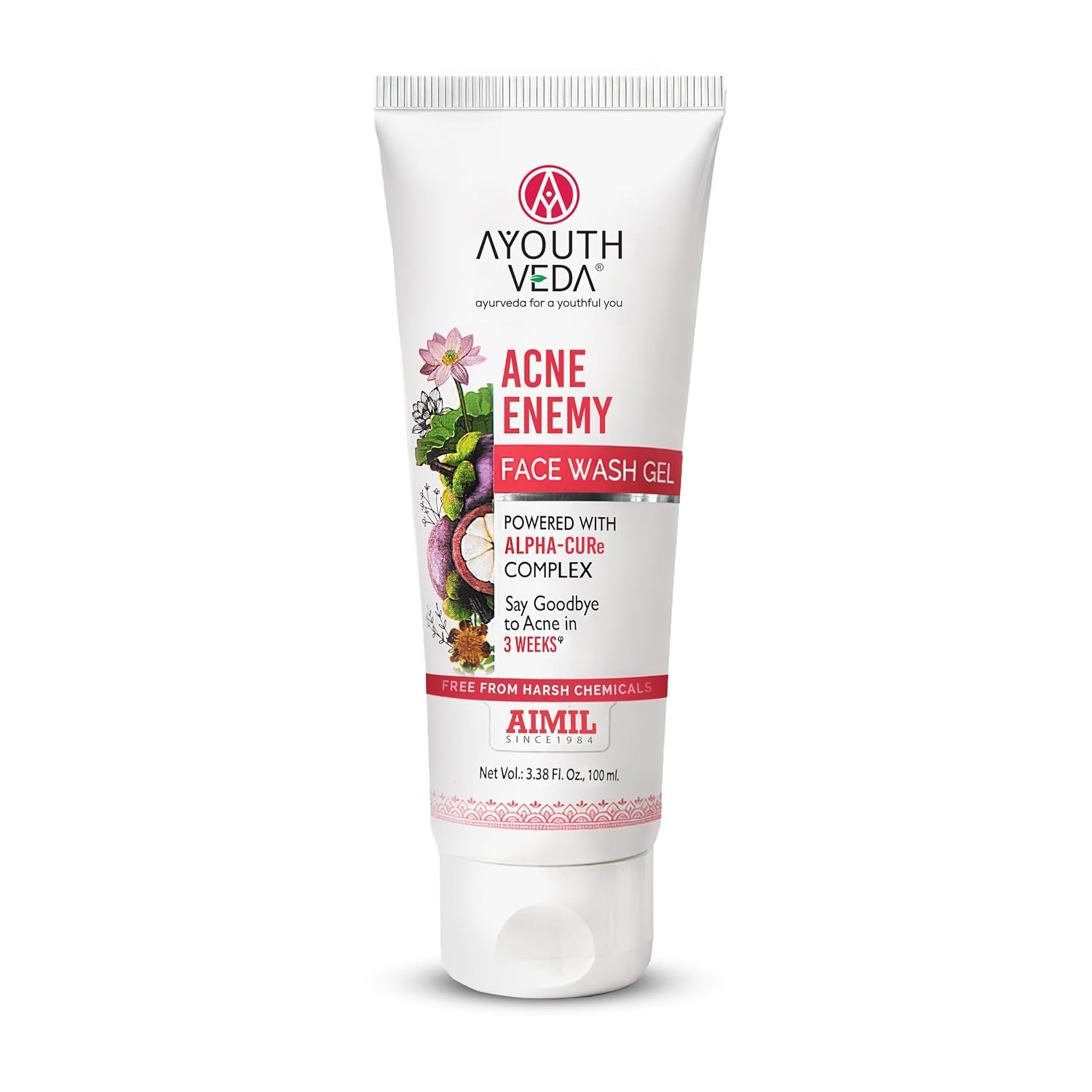 Ayouthveda Acne Enemy Face Wash Gel for Oily Skin | Acne & Pimple Control | Deep-Cleansing, Oil-Balancing & Pore-Purifying | Sulphate-Free Formula with Alpha-CURe Complex (α-Mangostin) & Garcinia | 100ml (Pack of 1)