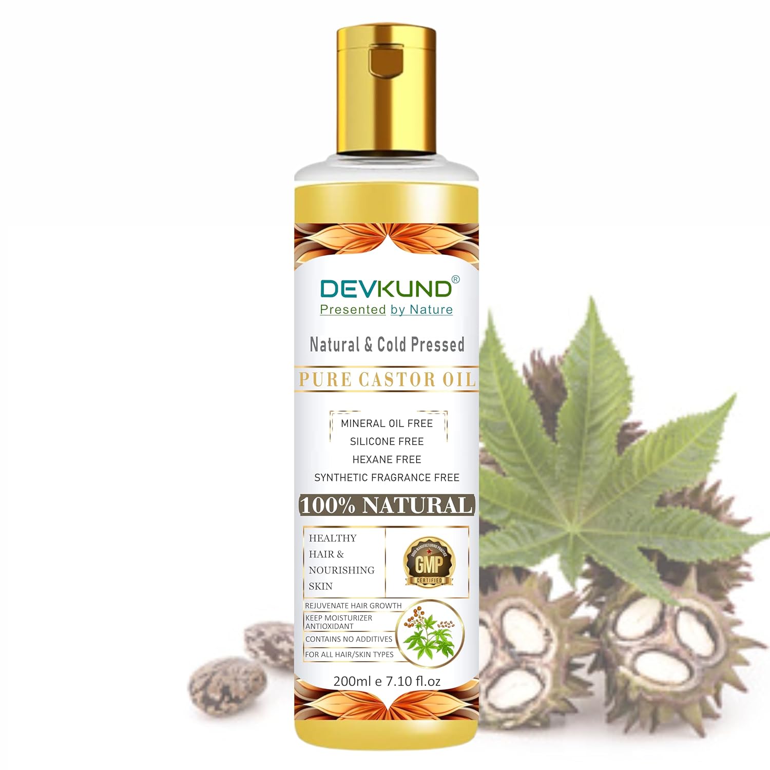 Devkund Â® Cold Pressed Castor Oil for Hair Growth, Skin Care, Moisturising Dry Skin, Nails, Eyelash - Virgin Grade - 400ml