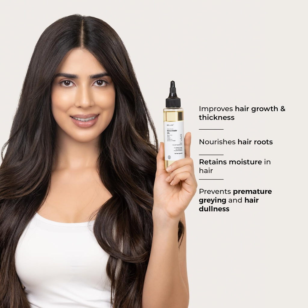 Brillare 10% Rosemary Hair Oil for Hair Growth with 10% Olive Oil & 5% Castor oil | Reduces Hair Fall | Strengthens Hair | Visible Results in 4 Weeks.