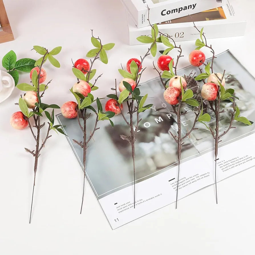Artificial Fake Plant Flowers Artificial Apple Fruit Flower Stick Pack of 3