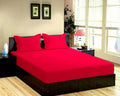 Trance Home Linen 100% Cotton 78x60 inch Queen Fitted 200TC Satin Stripe Elastic Fitted Bedsheet with 2 Pillow Covers Colour Pink