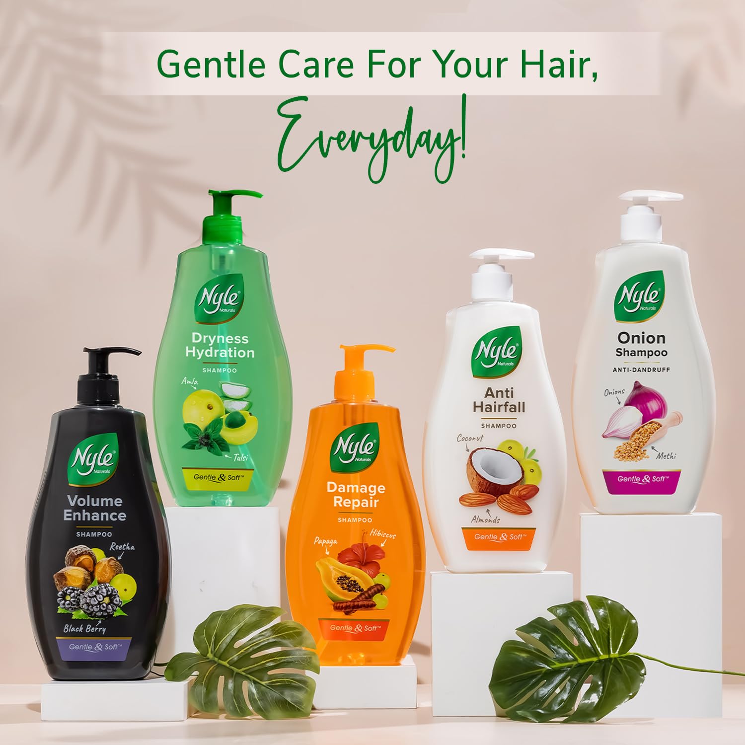 Nyle Naturals Damage Repair Anti Hairfall Shampoo, With Shikakai And Hibiscus,Gentle and soft shampoo, PH balanced and Paraben free, For Men and Women, 400ml