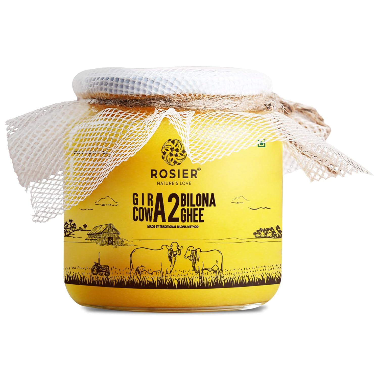 ROSIER A2 Gir Cow Ghee | Traditional Bilona Method A2 Gir Cow Ghee | Grassfed, Pure and Healthy Desi Cow Ghee