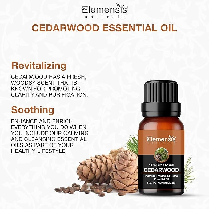 Elemensis Naturals Pure & Natural Cedarwood Essential Oil - 15 ml