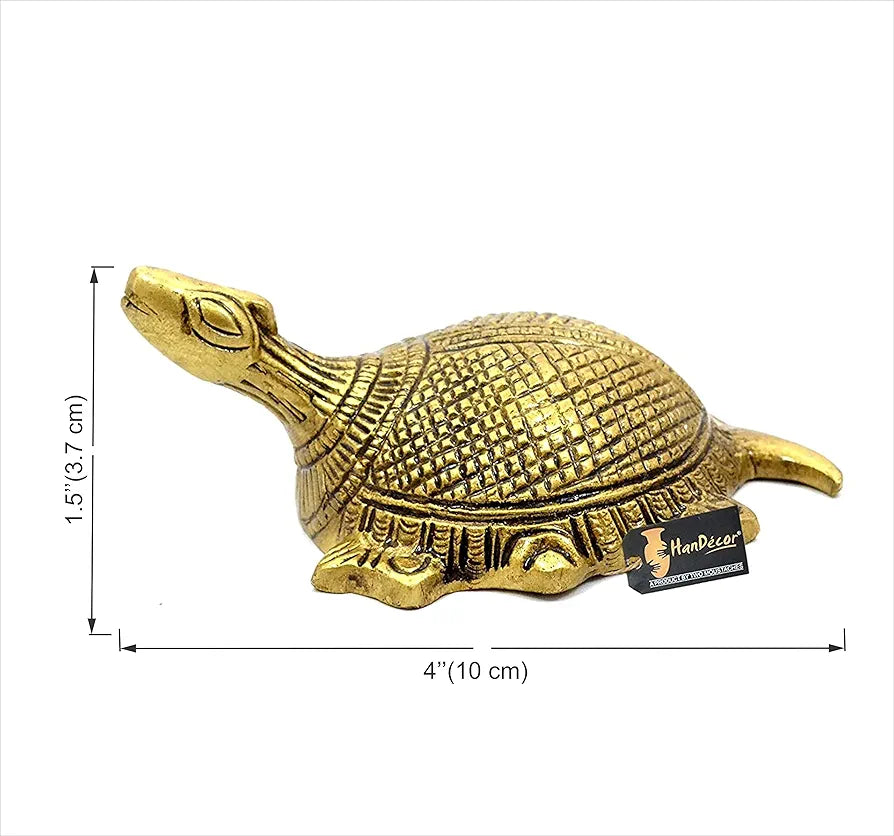 Two Moustaches Brass Vastu Tortoise Statue