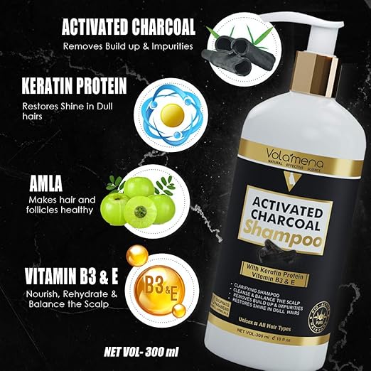 Volamena Activated Charcoal Hair Shampoo - 300 ml