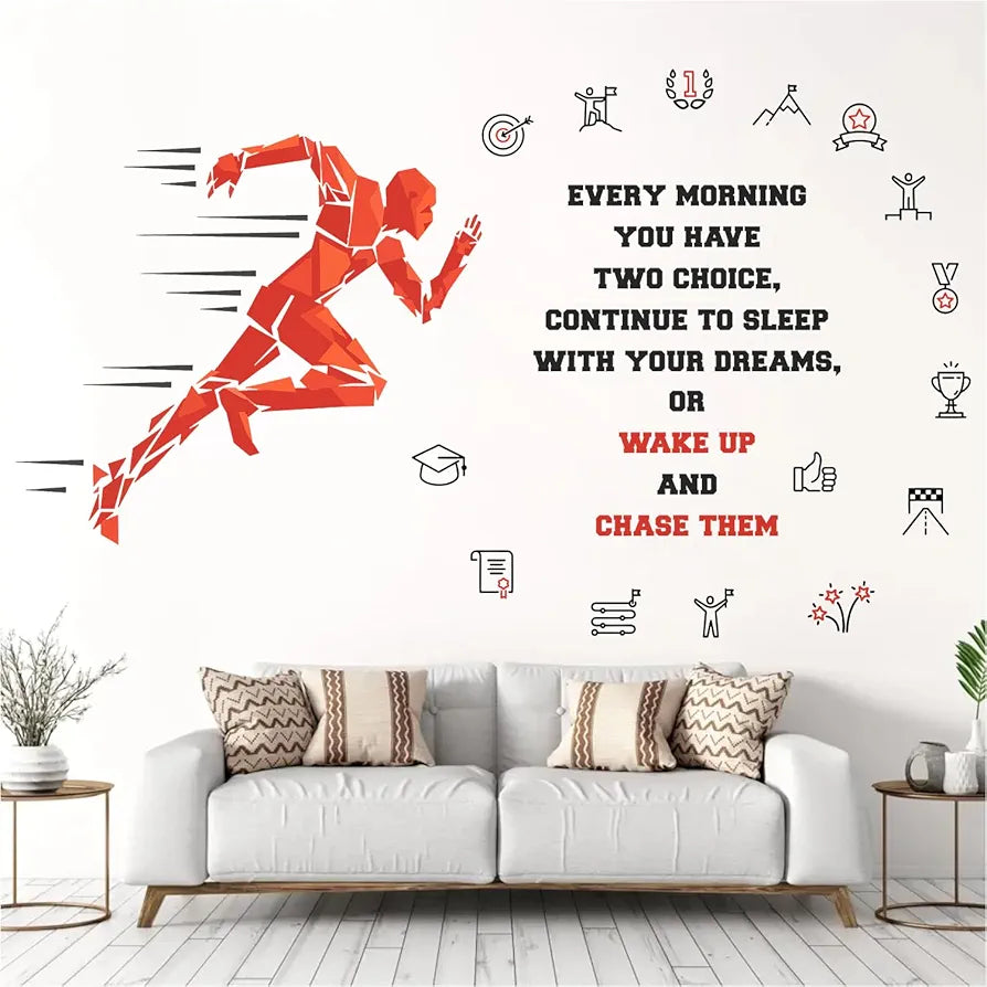 StickMe Gym Fitness Work Bodybuilding Office Sports Workout Boxing Inspiration Quotes Wall Sticker Large Red - 240 x 140 cm