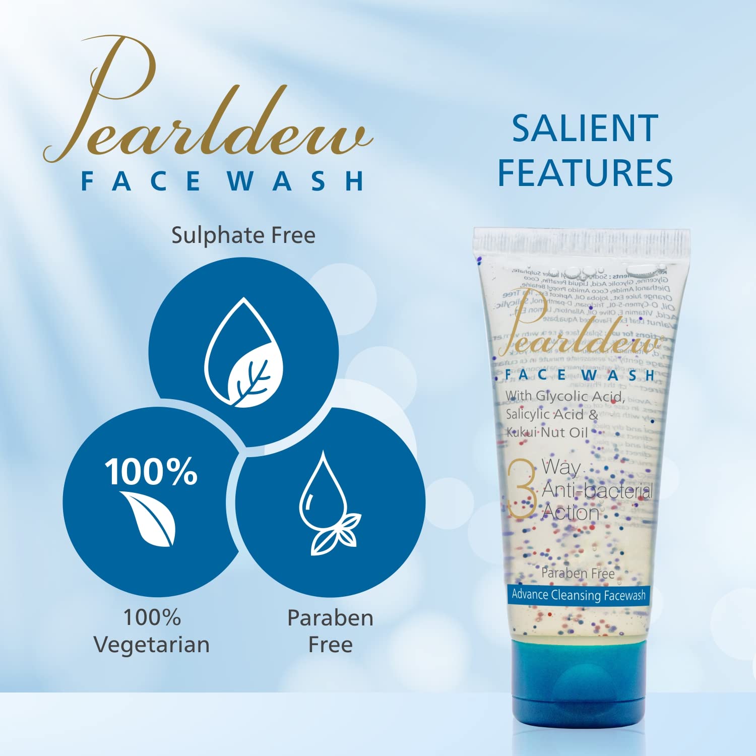 Pearldew 3 Way Antibacterial Face Wash - 100 Ml | Pack of 3