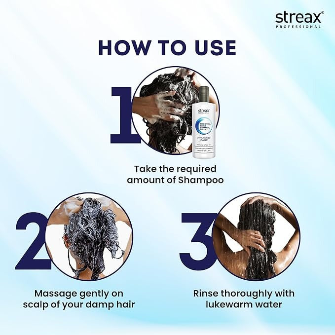 Streax Professional Vitariche Care Smooth & Shine Shampoo For Women - 300 ml