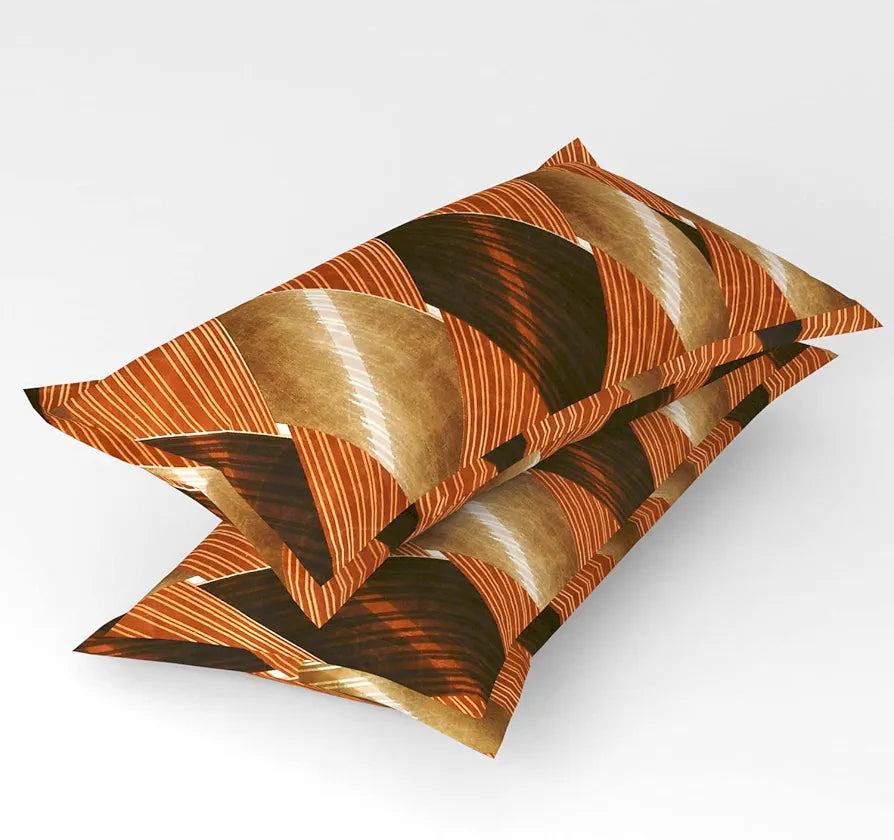 Homefab India 144 TC Microfiber Double Bedsheet with 2 Pillow Covers Brown Checks