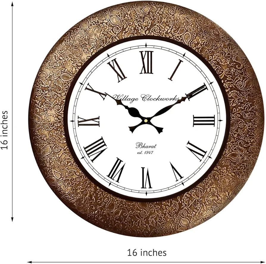 RoyalsCart Classic Metal Analog Wall Clock for Elegant Home Decor, Office, School, Gym, Shop and Gifting || Clock Size - 16 x 16 inches  [KTWC213]