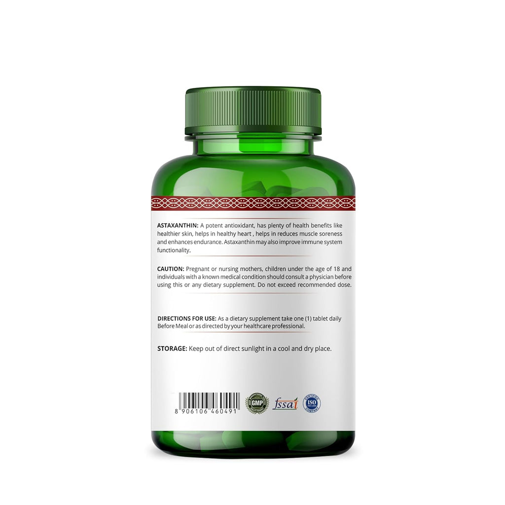 Simply Herbal Astaxanthin 4mg Super Antioxidant, Supplement tablet Promote Healthy Skin & Muscle Health Also Support Heart Function & Immunity (60 Veg Tablets)