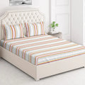 Layers Duracount Bedsheet Set for All Seasons Lightweight 225 CVC King Size Grey Pink