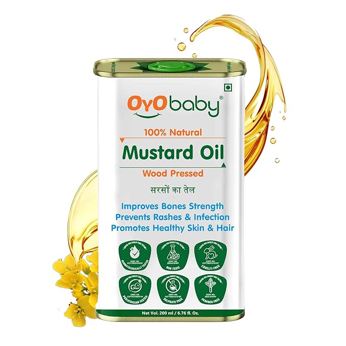 Oyo Baby Natural Wood Pressed Mustard Baby Hair Oil for New Born - 200 ml