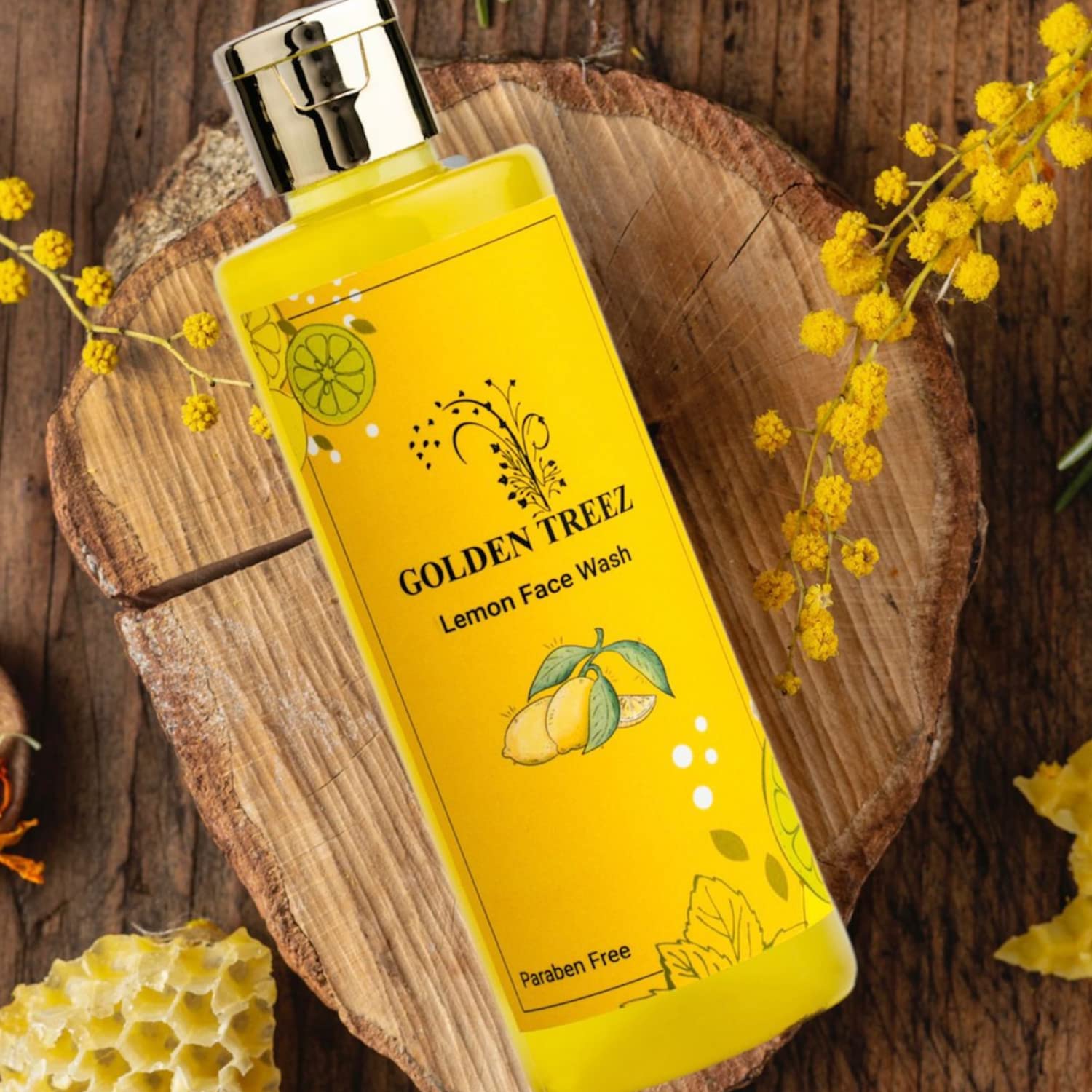Golden Treez Lemon Face Wash For Men And Women With Aloevera And Lemon Skin Brightening, acne (pimples) And Tan Removal - Natural, Sulfate and Paraben Free Facewash - All Types of Skin- 210 ml