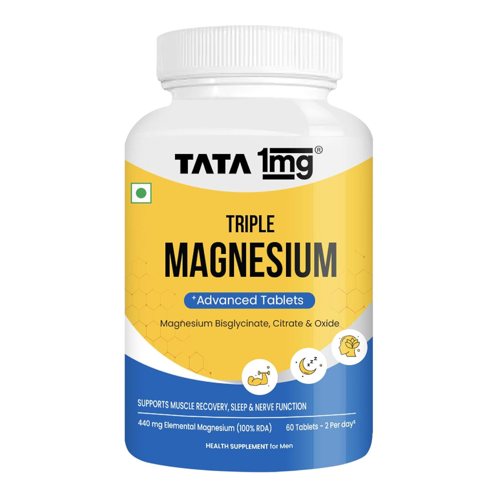 Tata 1mg Triple Magnesium Tablets | Magnesium Complex Supplement| Muscle Relaxant, Sleep and Strength
