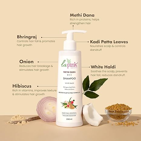 La Pink Methi Dana 8-in-1 Hair Fall Control Shampoo - 250 ml