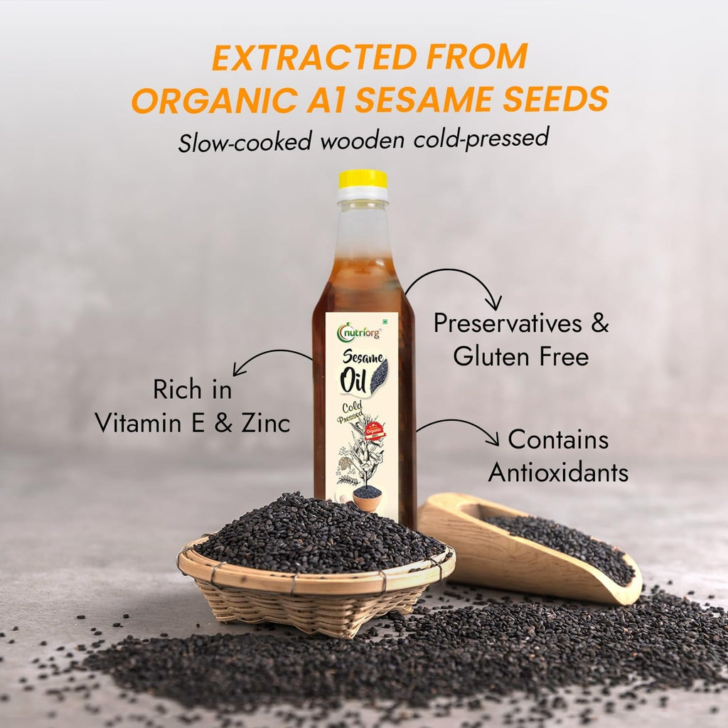 Nutriorg Organic Cold Pressed Black Sesame Oil - 1 Ltr