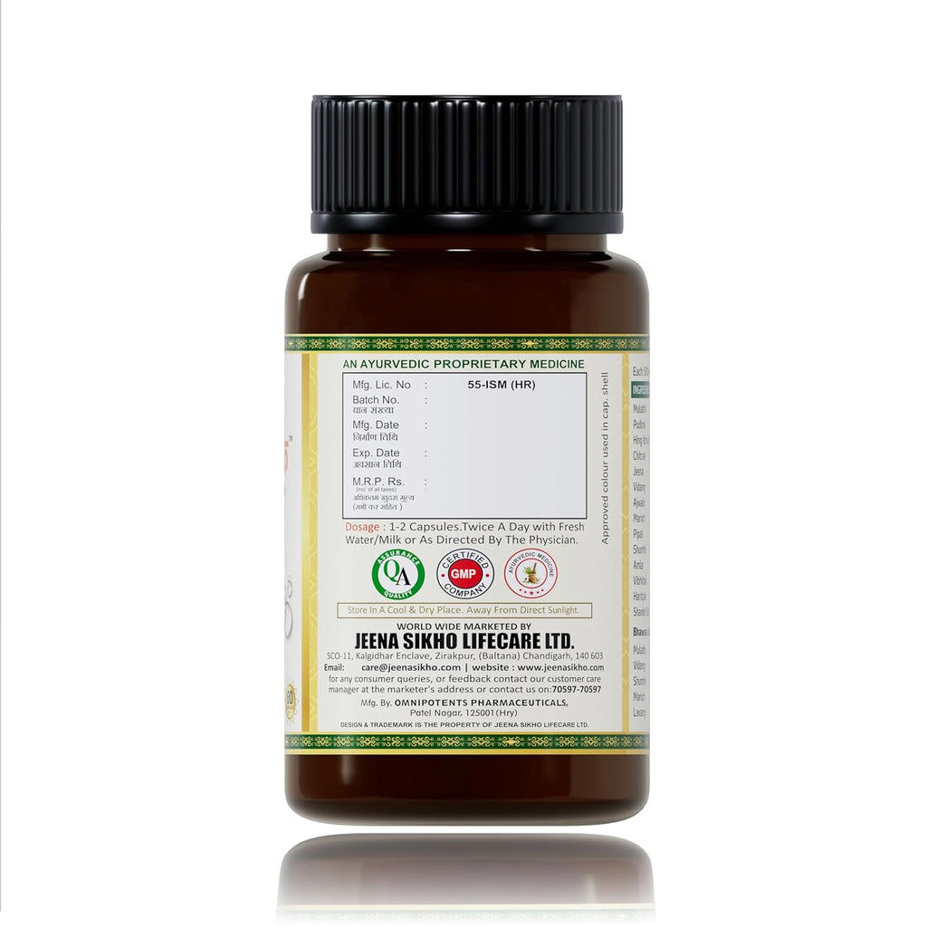 Jeena Sikho Amalpit Nashak Capsules | Ayurvedic Liver Detox Multivitamin - 60 Caps
