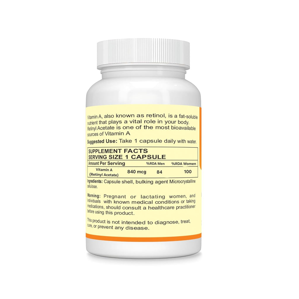 VitaRuhe Vitamin A 840 mcg - High Potency Retinyl Acetate, Natural & Non-GMO, 90 Capsules