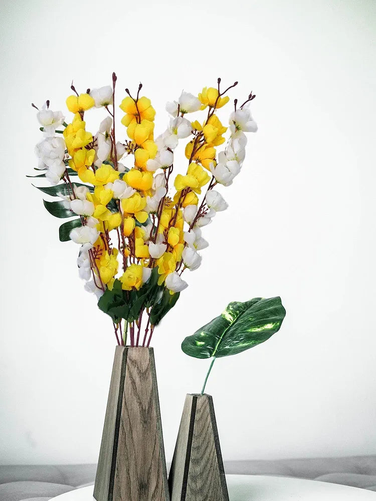 Artificial Flowers Bunch Cherry Blossom Ideal for vase Without vase Yellow Mix 55 cm Height Fabric