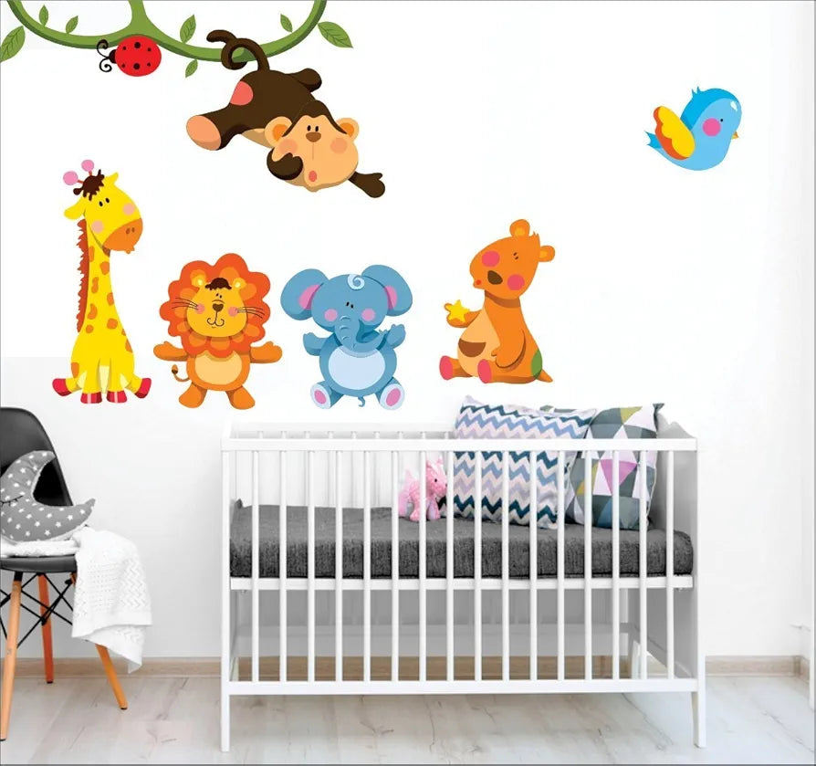 AH Decals Vinyl Wall Sticker Animated Lion Giraffe Elephant Animals Sticker Design 5