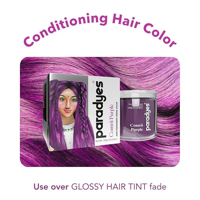 Paradyes Top-up Semi-permanent Comrii Purple Diy Conditioner Based Hair Colour - 120 Gms