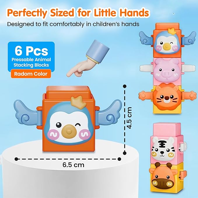 Kidology 6 PCS Animal Stacking Cubes Set