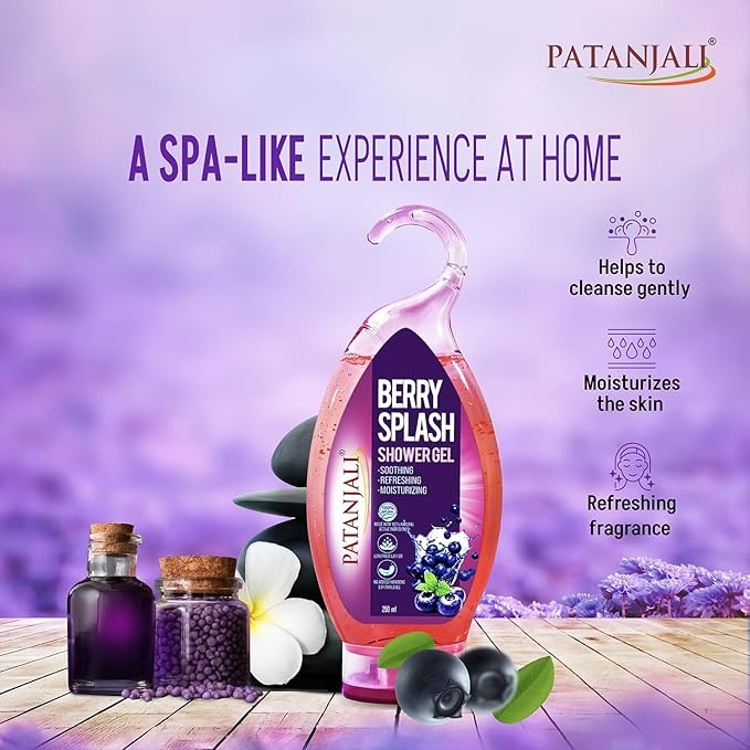 Patanjali Berry Splash Shower Gel with Aloe Vera - 250 ml (Pack of 3)