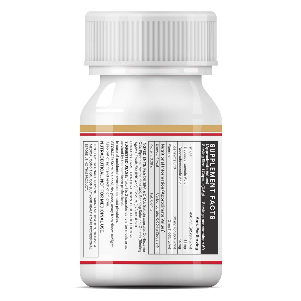 INLIFE Fish Oil Coenzyme Q10 Omega 3 Supplement - 60 Liquid Filled Capsules
