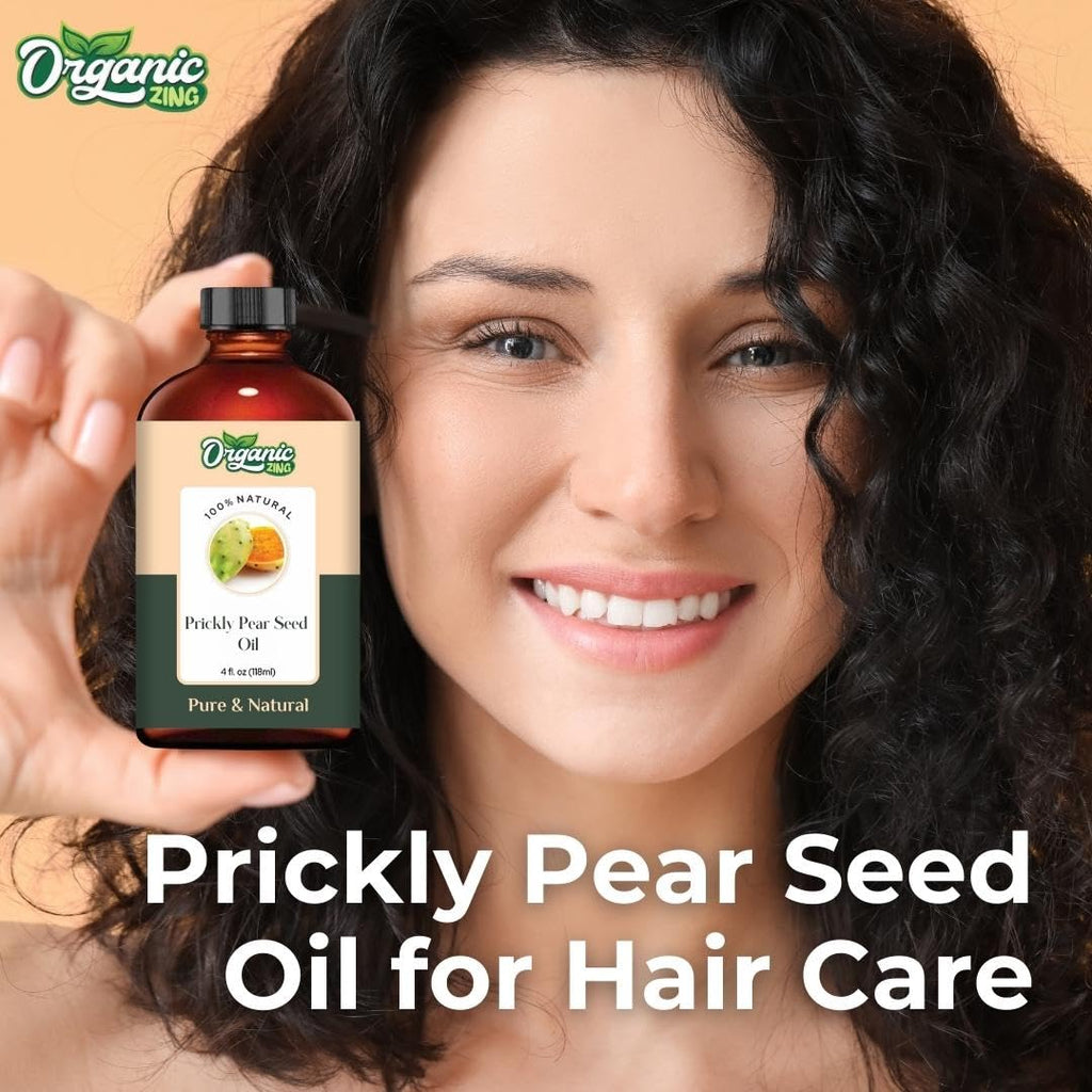 Organic Zing Prickly Pear Seed (Opuntia Basilaris P) Oil | Carrier Oil for Massage, Skincare & Haircare - 118 Ml