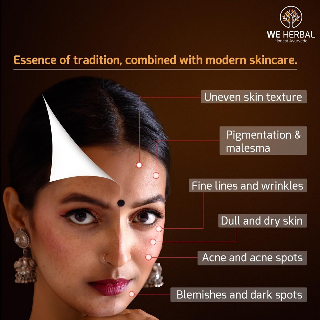 WeHerbal Kumkumadi Face Oil 10ml, Ayurvedic Brightening & Anti-Ageing Serum with Saffron, Turmeric & Sandalwood, Repairs Pigmentation & Fine Lines, No Added Colour or Fragrance