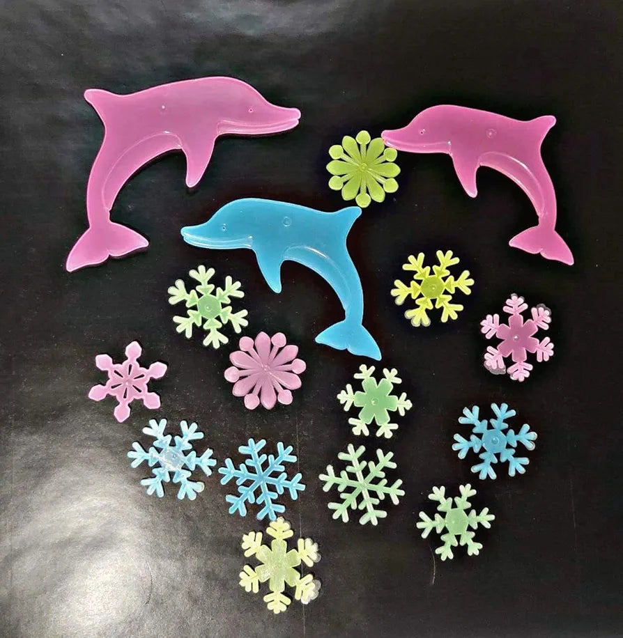 God & God's 3D Glow in The Dark Wall Stickers – Removable Fluorescent Dolphins & Flowers Luminous Wallpaper Design 2