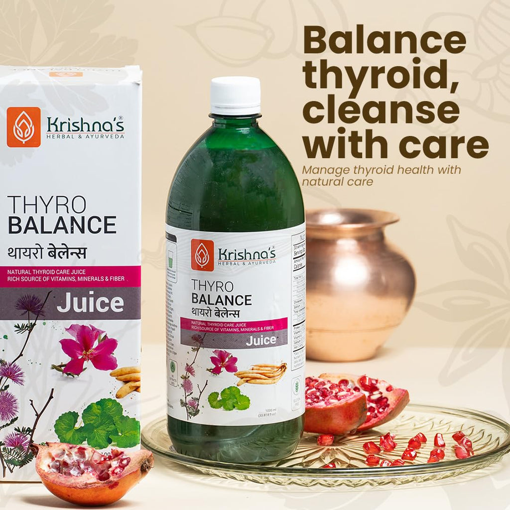 KRISHNA'S HERBAL & AYURVEDA Thyro Balance Juice - 1000 Ml| Blend Of Natural Ayurvedic Formulation With Kanchnar Gugglu - Sugar Free| Rich In Vitamins, Minerals And Fiber