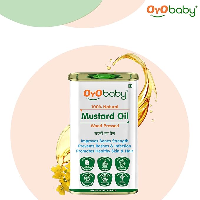 Oyo Baby Natural Wood Pressed Mustard Baby Hair Oil for New Born - 200 ml