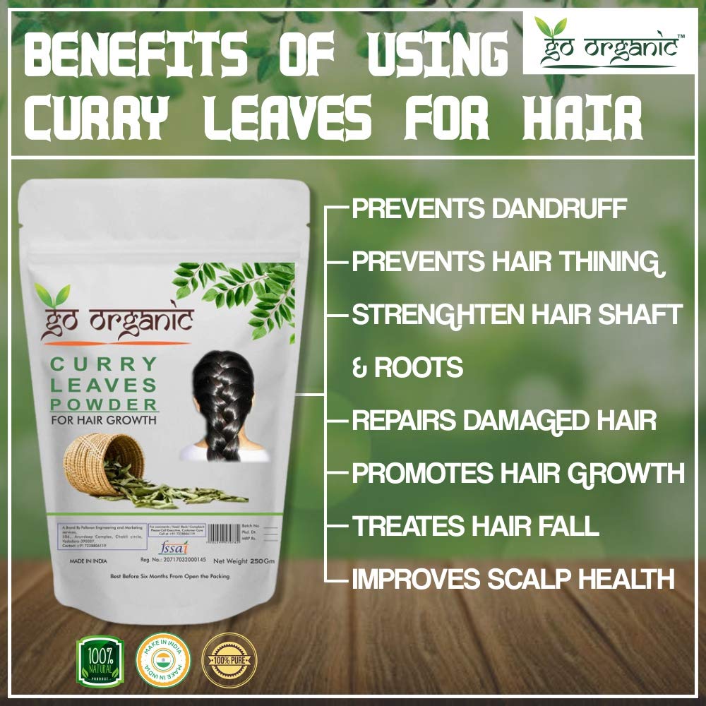 Go Organic Curry Leaves Powder Curry Leaves To Grow Long, Strong And Shiny Hair (250 Grm)
