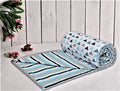Trance Home Linen Pure Malmal Cotton Multipurpose Baby Dohar 3-Layered Baby Swaddle Blanket Colour Blue Black Triangles