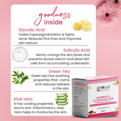 Globus Naturals Anti Acne Glycolic & Salicylic Acid 6 Step Facial Kit