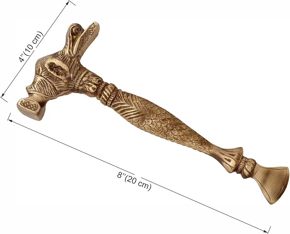 Two Moustaches Brass Hammer Decorative Showpiece Antique Yellow