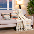 Sajavat Home Pure Cotton 3 Seater Sofa Throw with Cushion Cover Colour Beige Multi